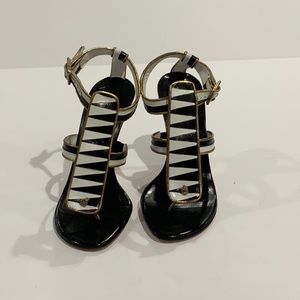 Brian Atwood Black/White Thong Sandal